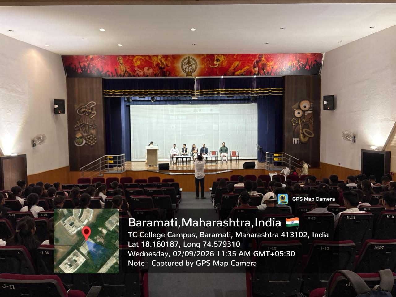 Soham Sharma delivering a Cybilution cyber security awareness session at Tuljaram Chaturchand College, Baramati, Pune